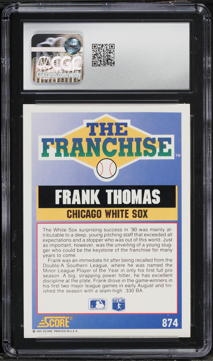 1991 Score Frank Thomas #874 CGC 9 MINT