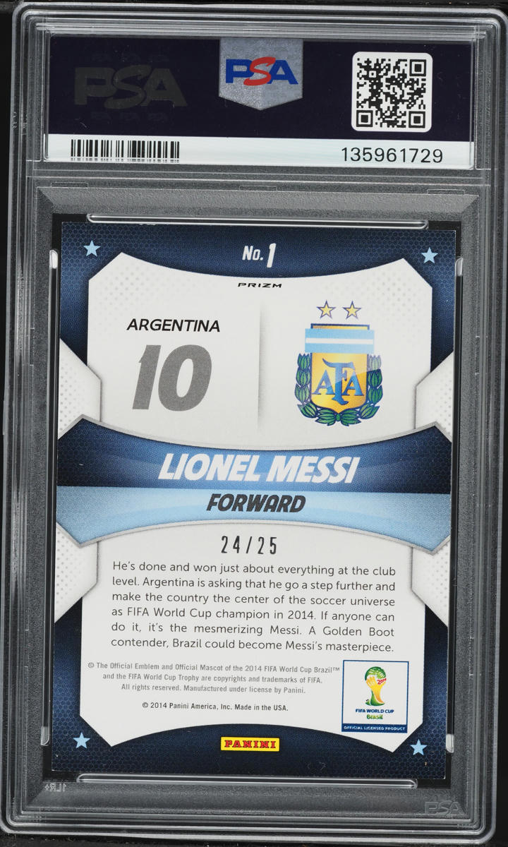 2014 Panini Prizm World Cup Stars Green Crystal Lionel Messi /25 #1 PSA 8 NM-MT