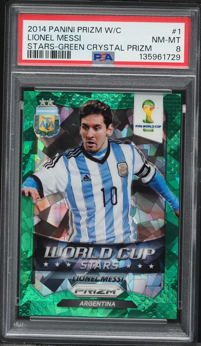 2014 Panini Prizm World Cup Stars Green Crystal Lionel Messi /25 #1 PSA 8 NM-MT