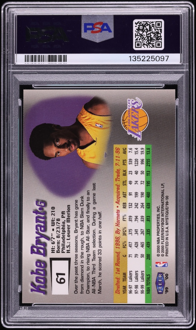 1999 Fleer Mystique Kobe Bryant #61 PSA 9 MINT