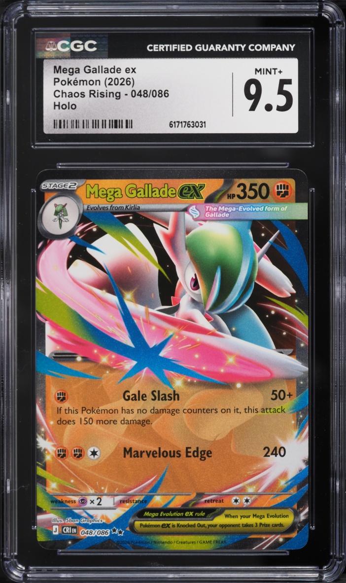 2026 Pokemon Mega Evolution Chaos Rising Holo Mega Gallade Ex #048 CGC 9.5 MINT+