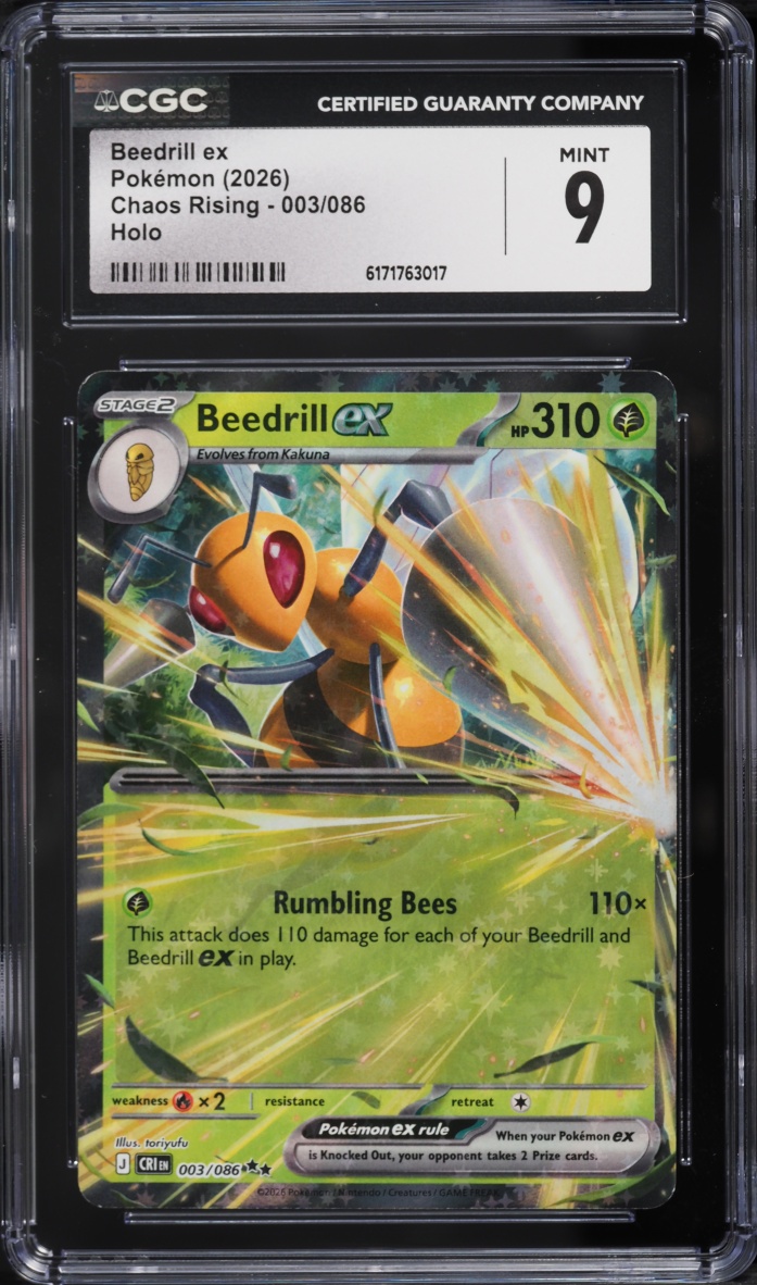 2026 Pokemon Mega Evolution Chaos Rising Holo Beedrill Ex #003 CGC 9 MINT