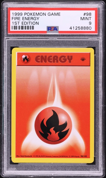 1999 Pokemon Base Set Shadowless 1st Edition Fire Energy #98 PSA 9 MINT
