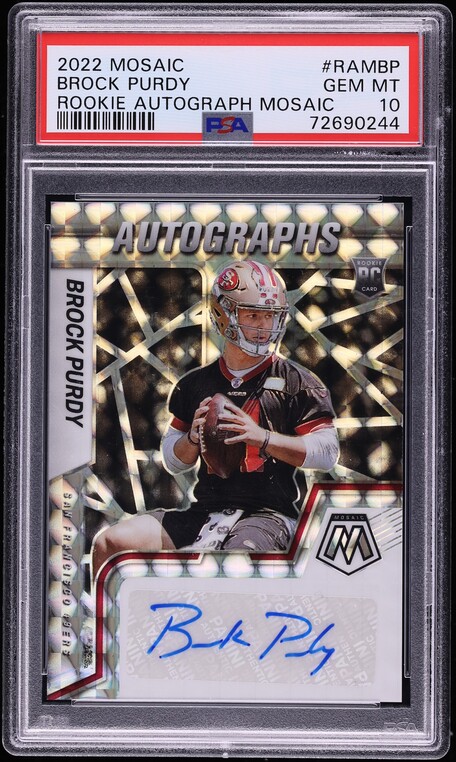 2022 Panini Mosaic Brock Purdy ROOKIE AUTO #RAM-BP PSA 10 GEM MINT