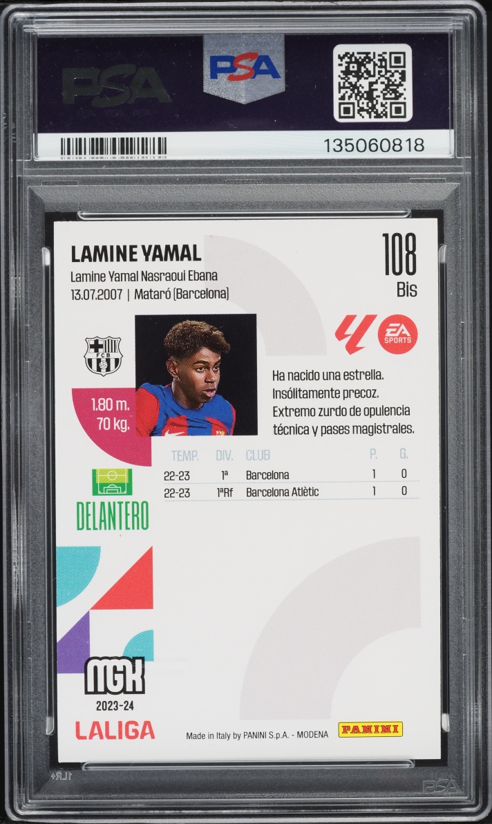 2023 Panini La Liga Megacracks EA Sports Lamine Yamal ROOKIE #108BIS PSA 8 NM-MT