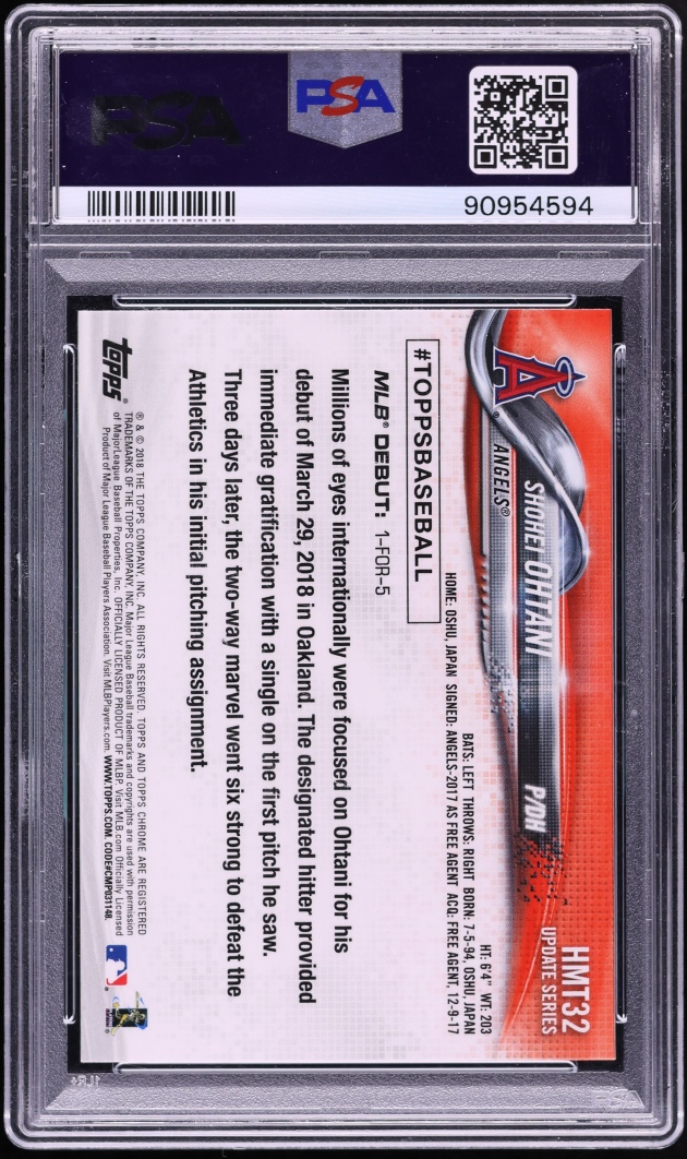 2018 Topps Chrome Update Shohei Ohtani ROOKIE #HMT32 PSA 10 GEM MINT