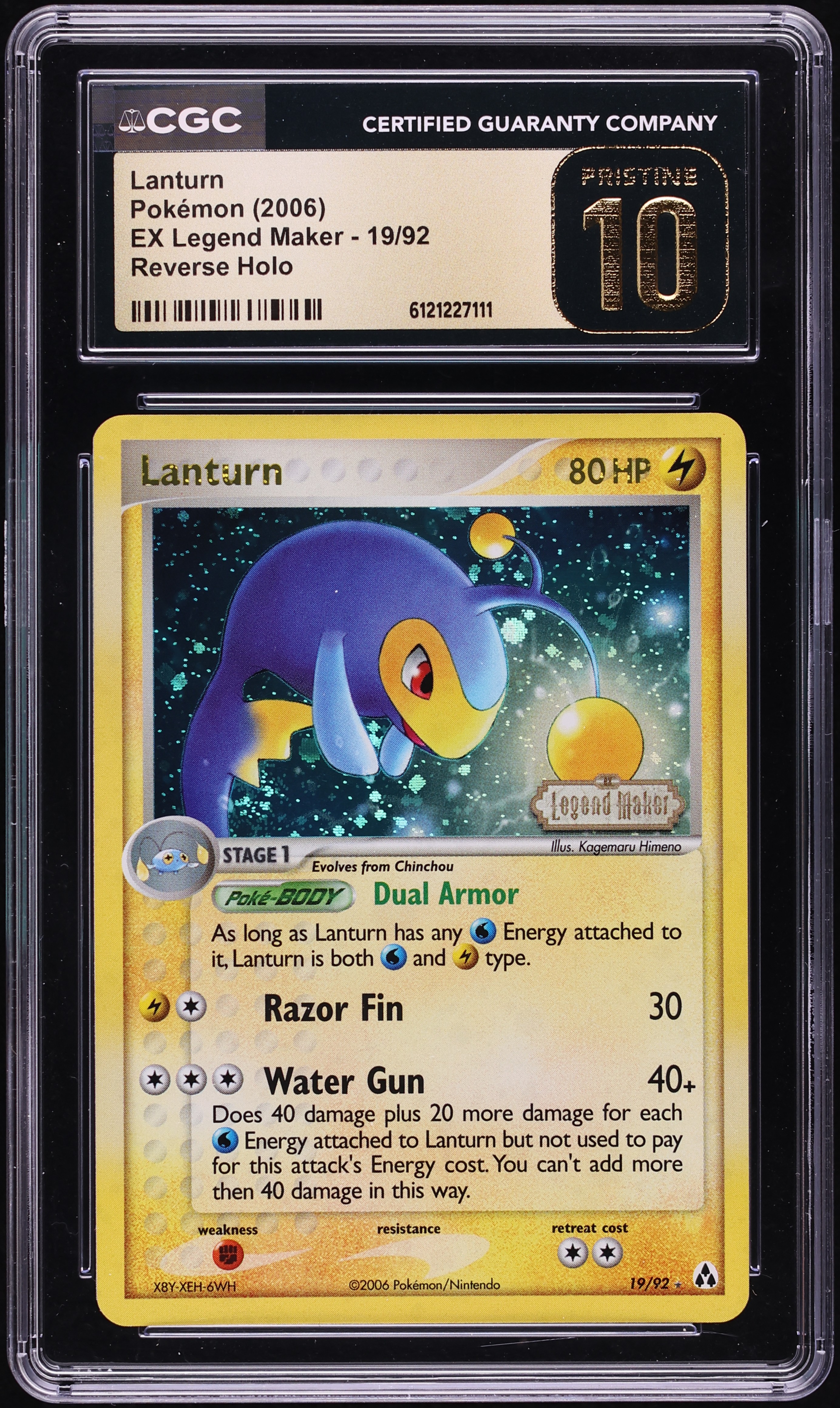 2006 Pokemon EX Legend Maker Reverse Holo Lanturn #19 CGC 10 PRISTINE
