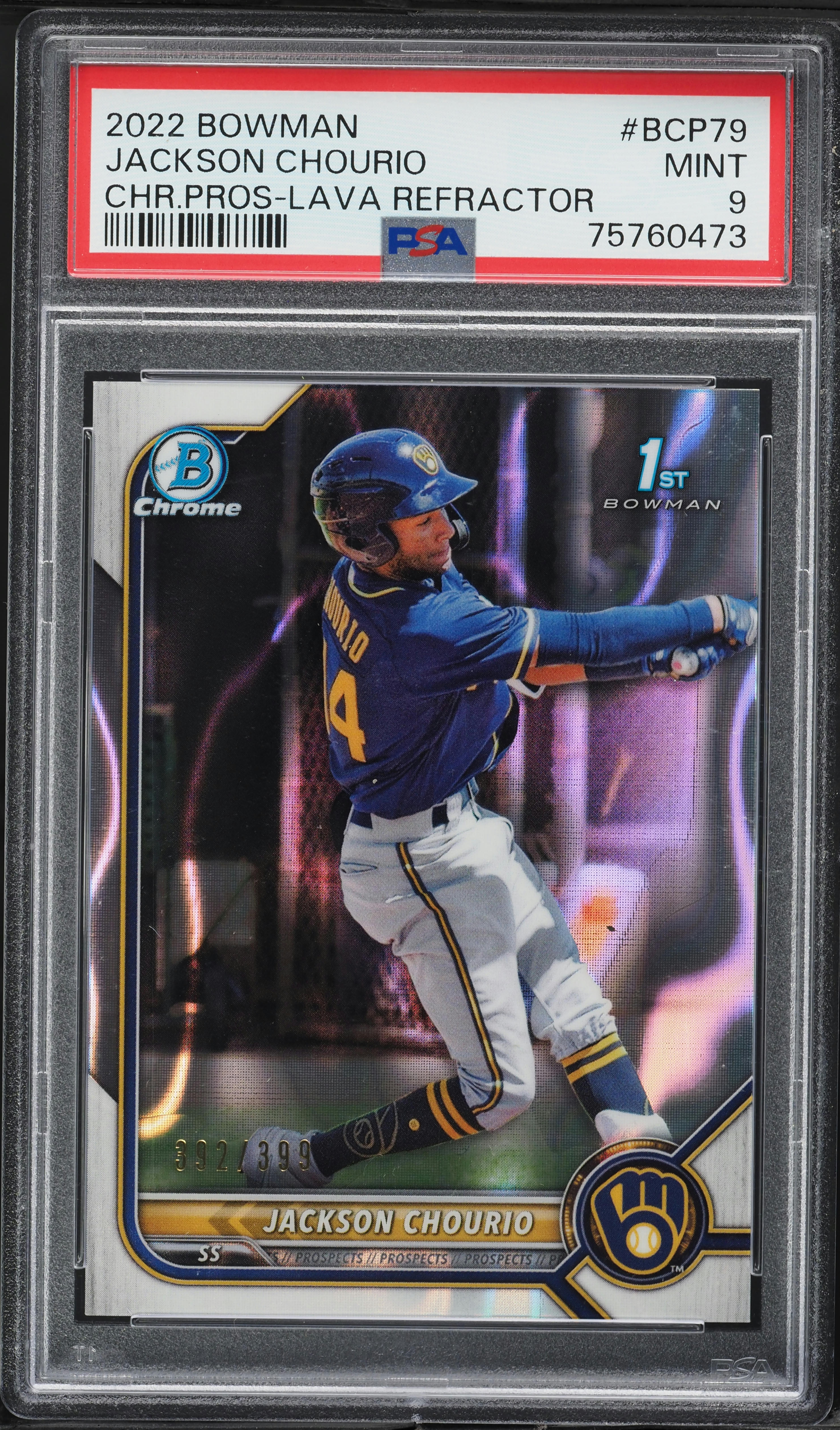 2022 Bowman Chrome Lava Refractor Jackson Chourio PROSPECT /399