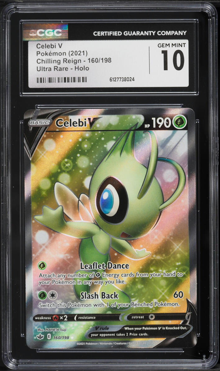 2021 Pokemon Sword & Shield Chilling Reign Full Art Celebi V #160 CGC 10 GEM MINT