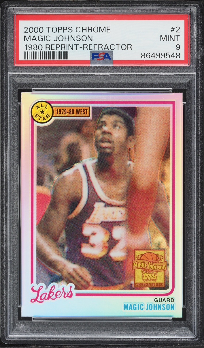 2000 Topps Chrome '80 Reprint Refractor Magic Johnson #2 PSA 9 MINT