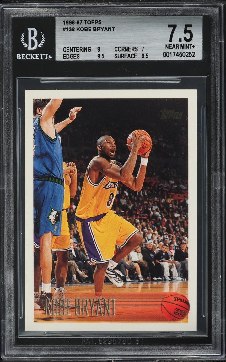 1996 Topps Basketball Kobe Bryant ROOKIE #138 BGS 7.5 NRMT+