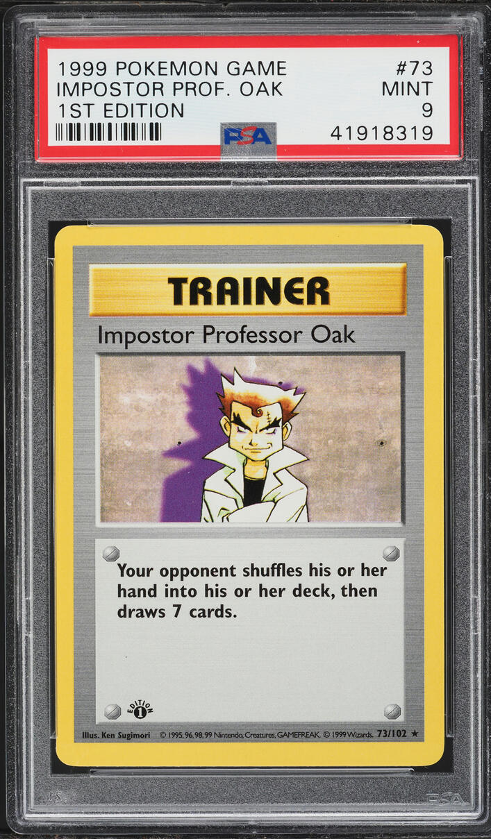 1999 Pokemon Base Set Shadowless 1st Edition Impostor Professor Oak #73 PSA 9 MINT