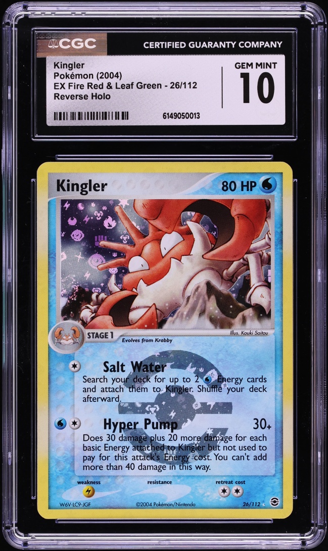 2004 Pokemon EX Fire Red & Leaf Green Reverse Holo Kingler #26 CGC 10 GEM MINT