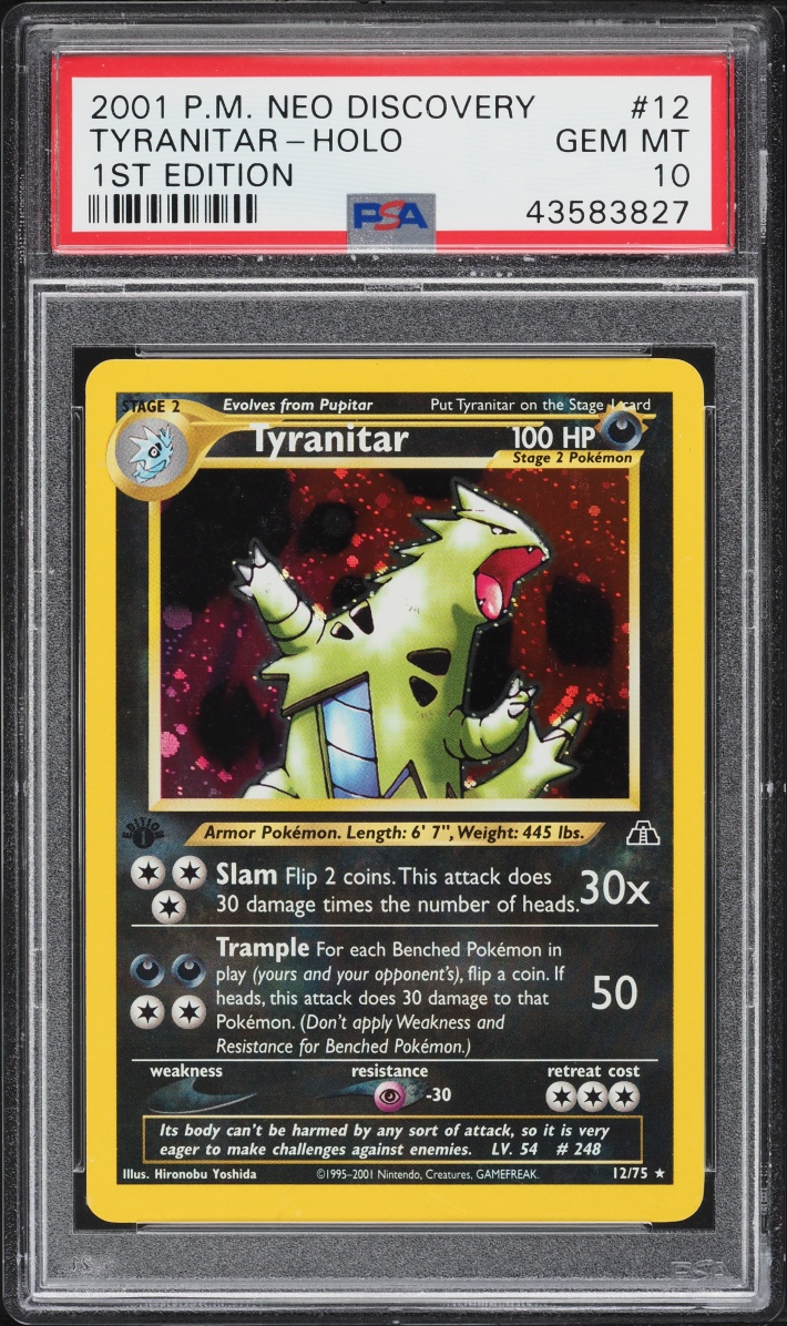 2001 Pokemon Neo Discovery 1st Edition Holo Tyranitar #12 PSA 10 GEM MINT