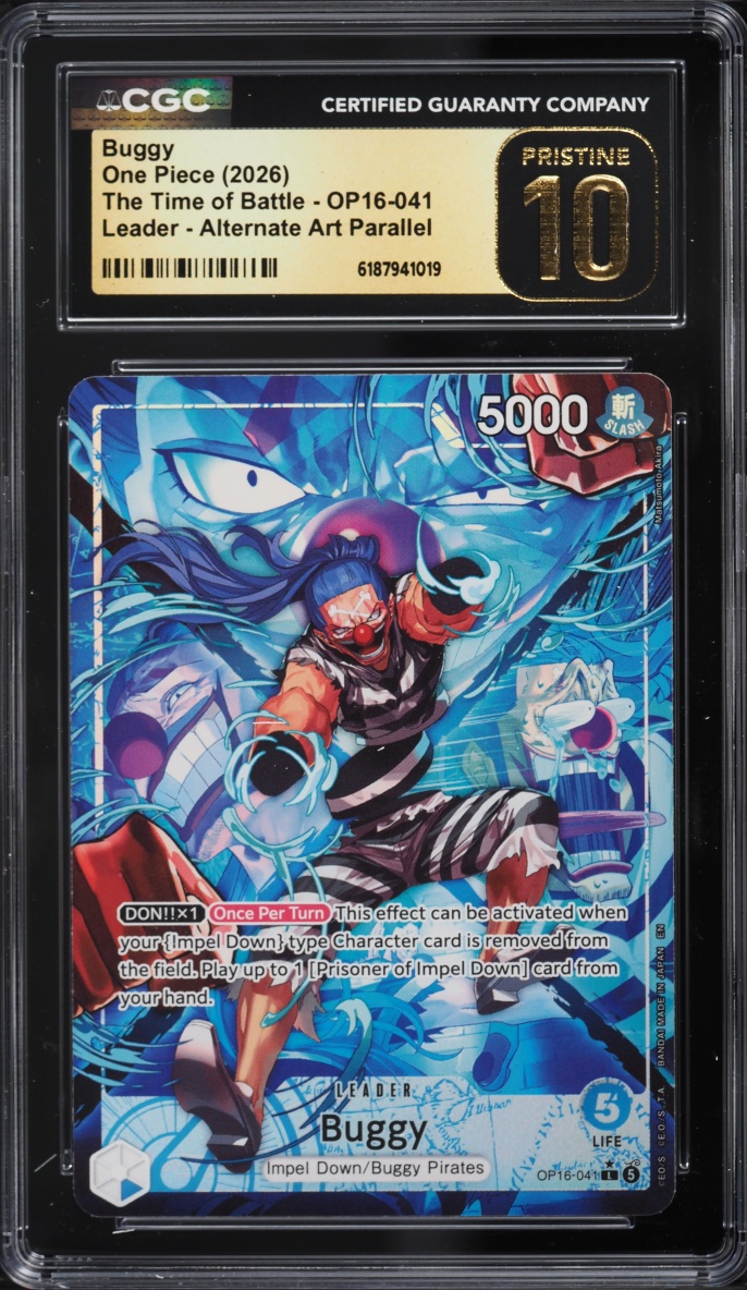 2026 One Piece The Time Of Battle Alt Art Leader Buggy #OP16-041 CGC 10 PRISTINE