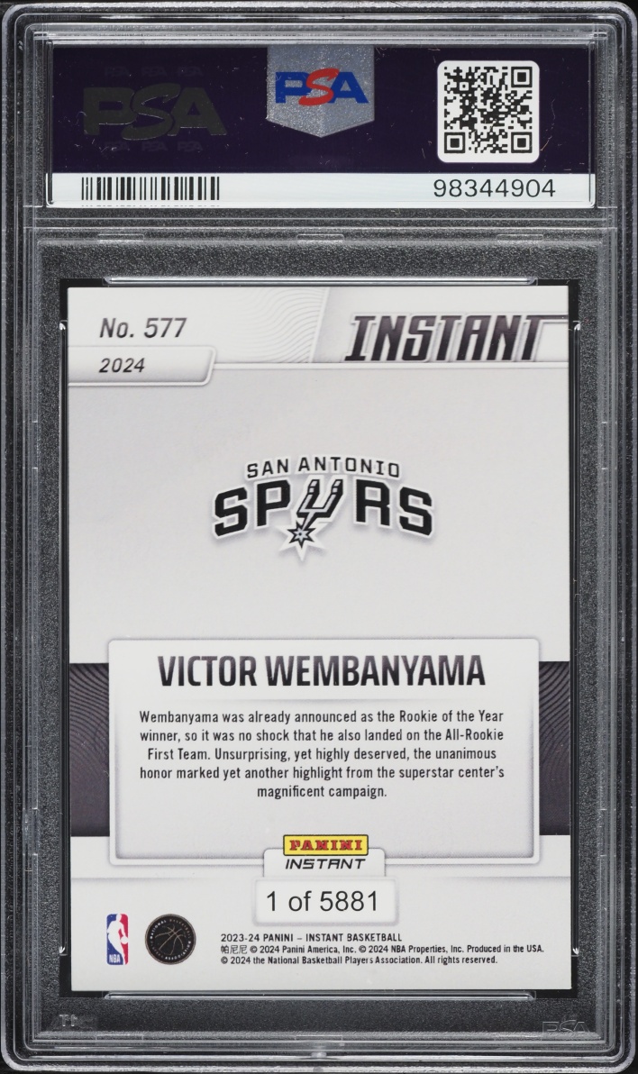 2023 Panini Instant Victor Wembanyama ROOKIE /5881 #577 PSA 9 MINT