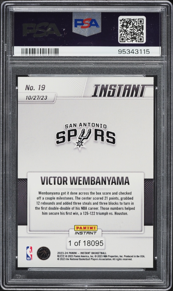 2023 Panini Instant Victor Wembanyama ROOKIE /18095 #19 PSA 9 MINT