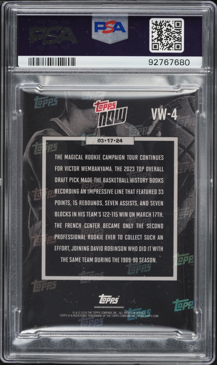 2023 Topps Now Victor Wembanyama ROOKIE #VW-4 PSA 9 MINT