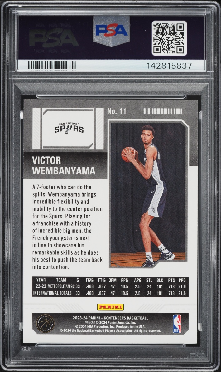 2023 Panini Contenders Retail Victor Wembanyama ROOKIE #11 PSA 9 MINT