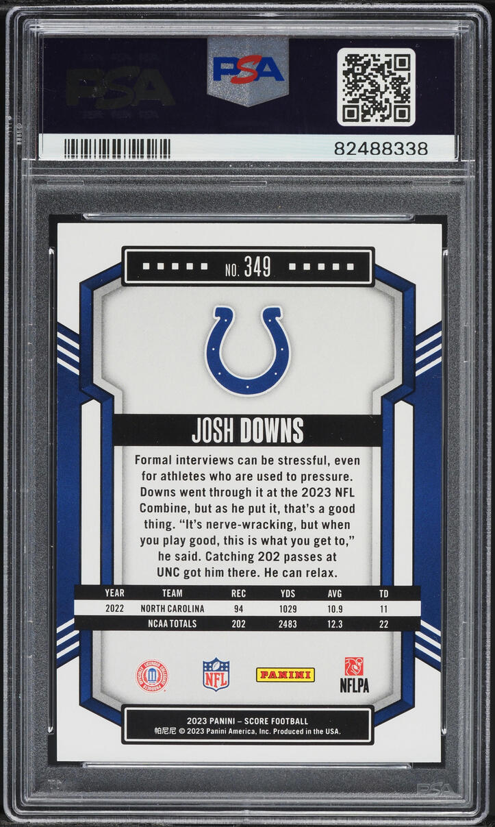2023 Score Football Josh Downs ROOKIE #349 PSA 10 GEM MINT
