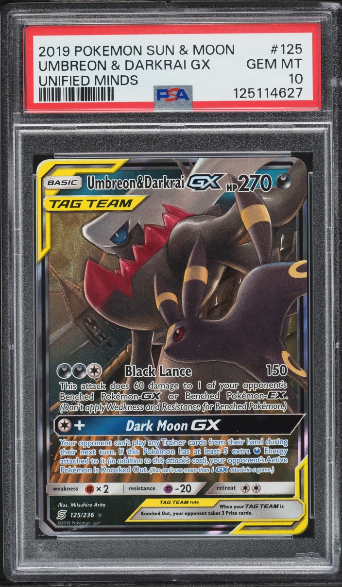 2019 Pokemon Sun & Moon Unified Minds Umbreon & Darkrai GX #125 PSA 10 GEM MINT