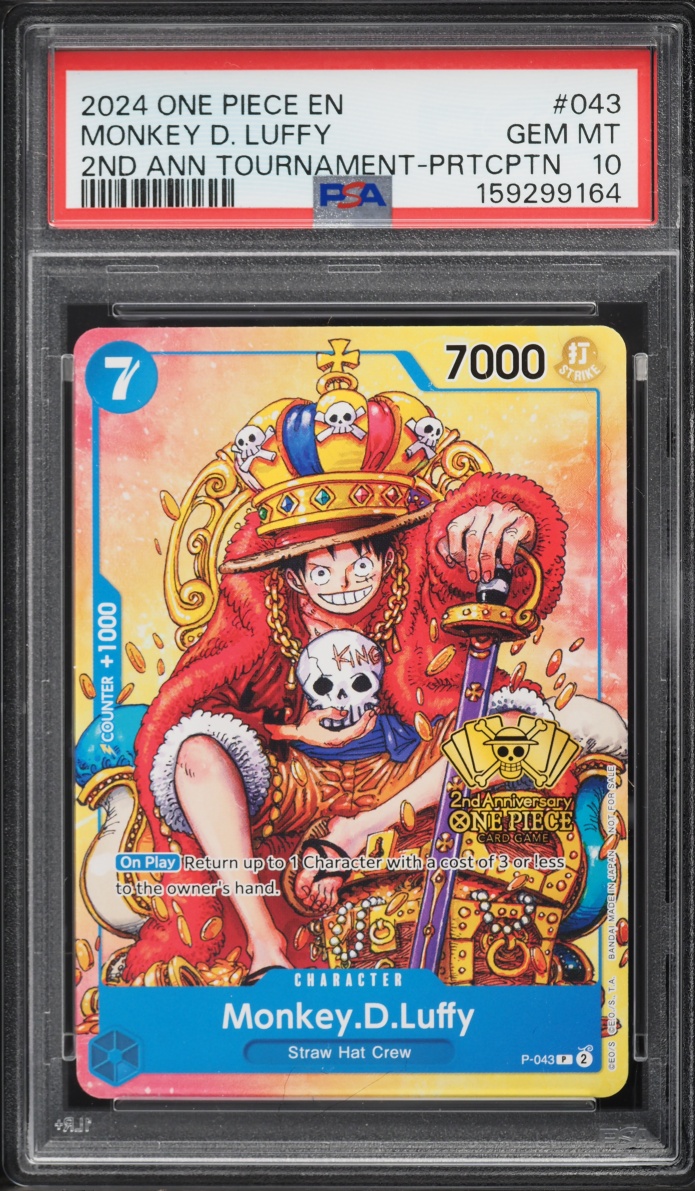 2024 One Piece Promo 2nd Anniversary Tournament Participation Monkey D. Luffy #P-043 PSA 10 GEM
