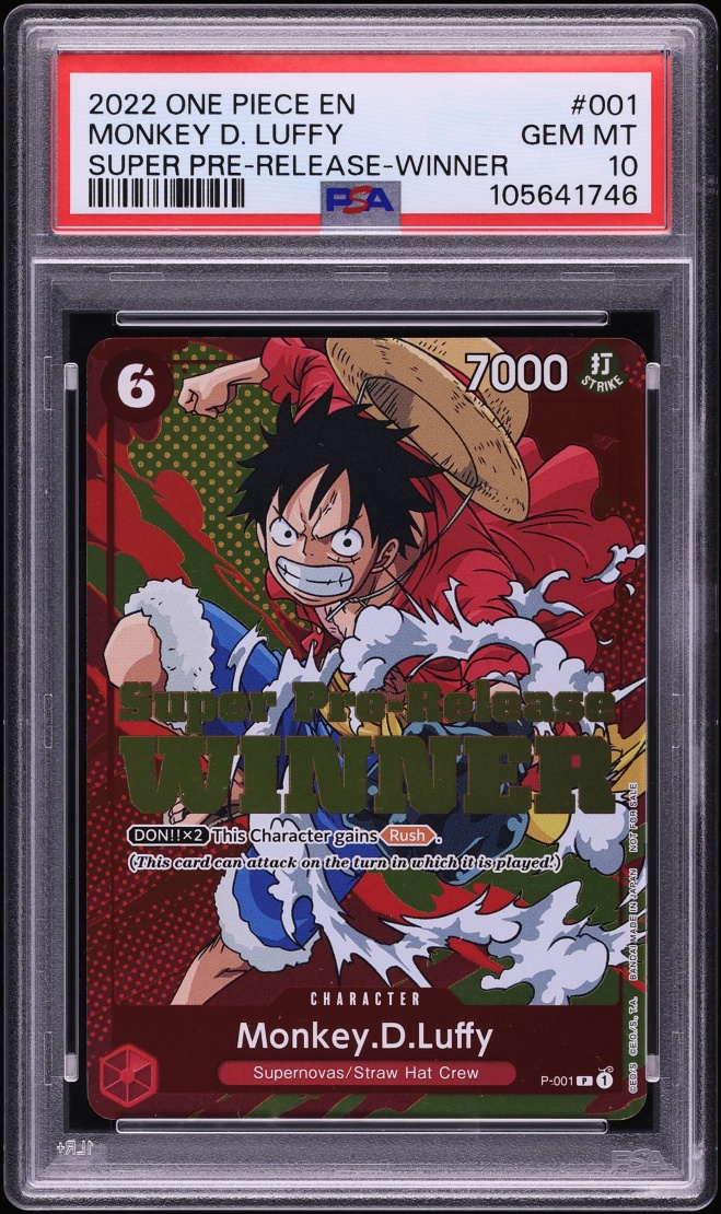 2022 One Piece Promo Super Pre-Release Winner Alt Art Monkey D. Luffy #P-001 PSA 10 GEM MINT