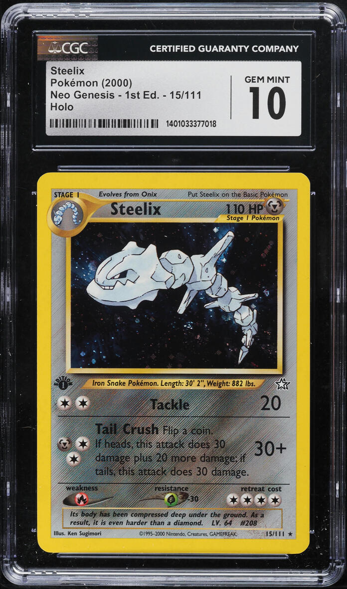 2000 Pokemon Neo Genesis 1st Edition Holo Steelix #15 CGC 10 GEM MINT