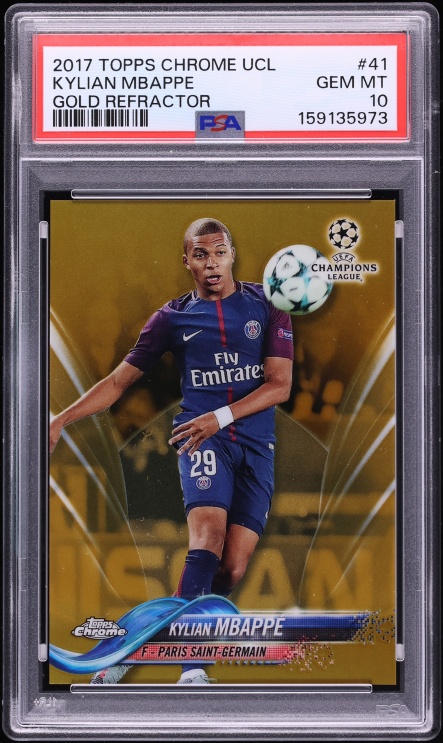 2017 Topps Chrome UEFA Gold Refractor Kylian Mbappe ROOKIE /50 #41 PSA 10 GEM MINT
