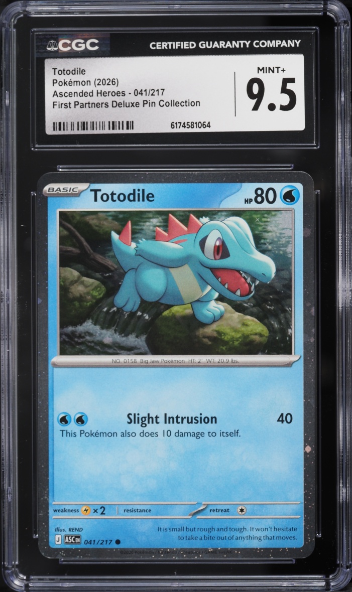 2026 Pokemon Mega Evolution Ascended Heroes First Partners Deluxe Pin Totodile #41 CGC 9.5