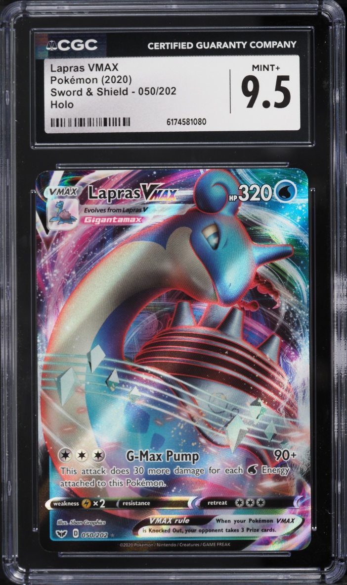 2020 Pokemon Sword & Shield Full Art Lapras VMAX #50 CGC 9.5 MINT+