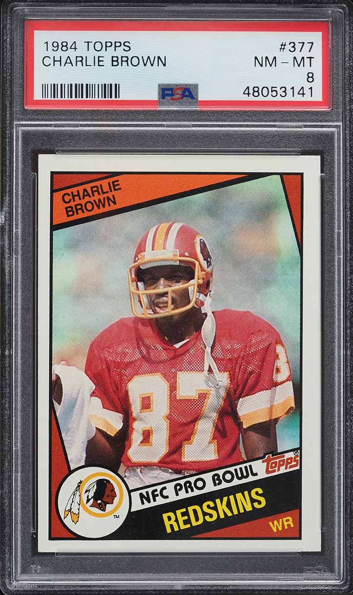 1984 Topps Football Charlie Brown #377 PSA 8 NM-MT