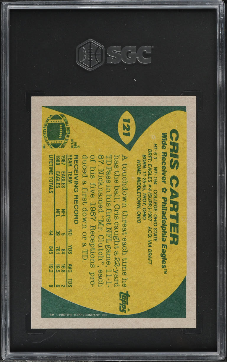 1989 Topps Football Cris Carter ROOKIE #121 SGC 9.5 MINT+