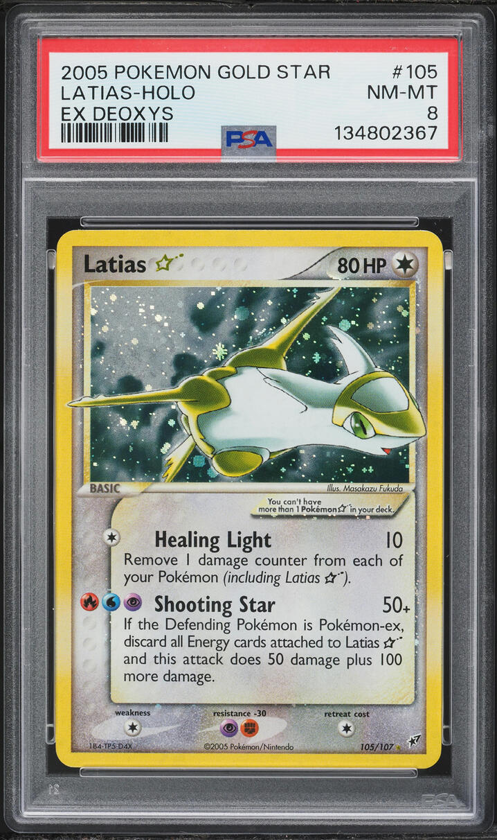 2005 Pokemon EX Deoxys Holo Latias Gold Star #105 PSA 8 NM-MT
