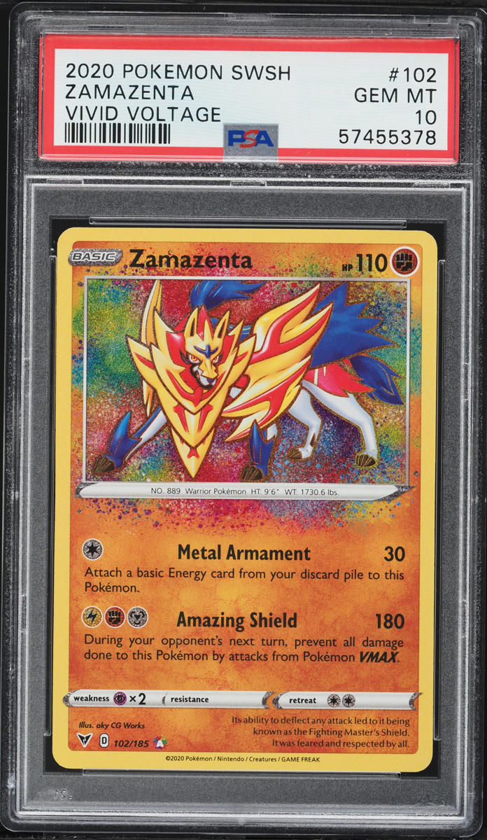 2020 Pokemon Sword & Shield Vivid Voltage Amazing Rare Zamazenta #102 PSA 10 GEM MINT