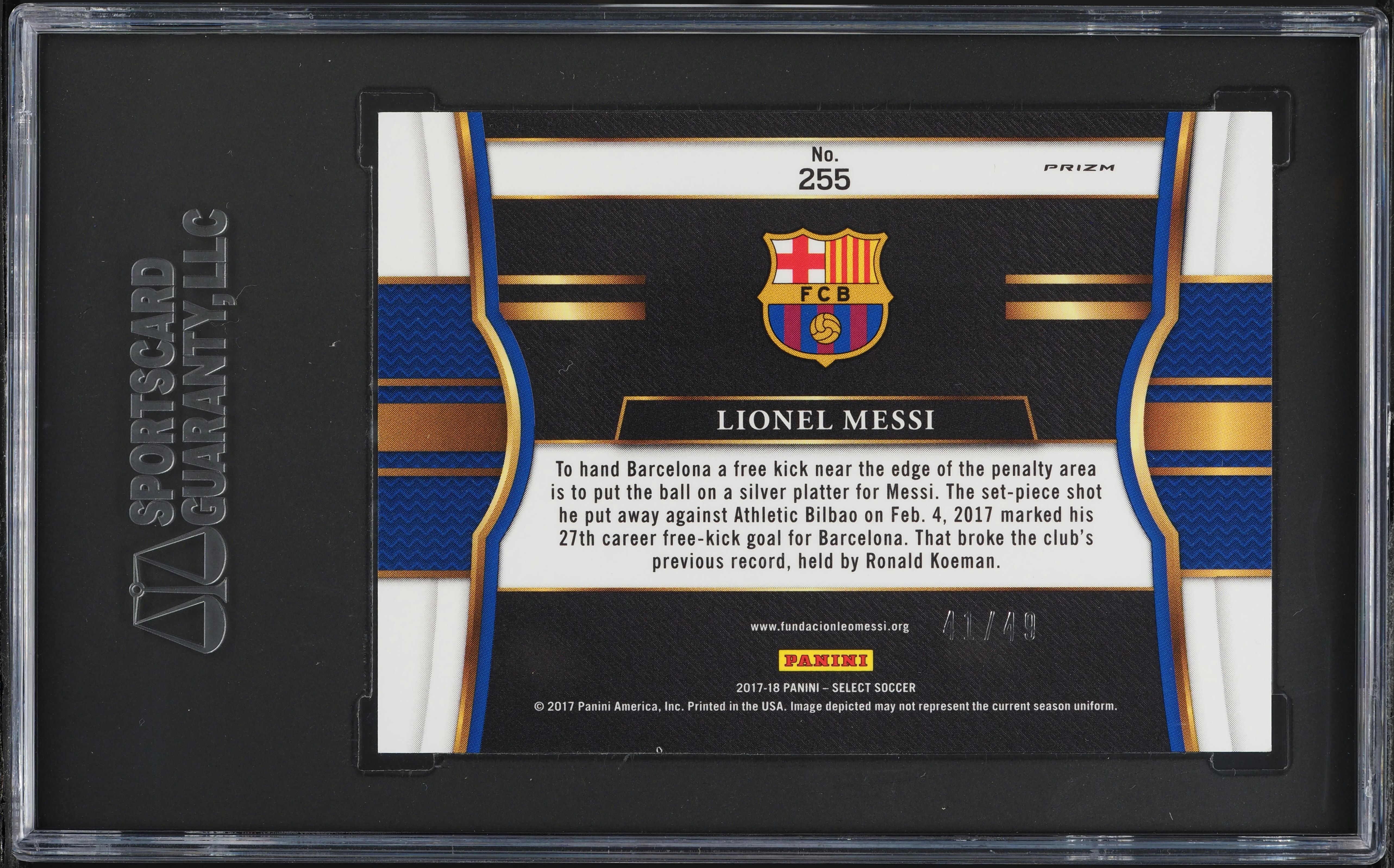 2017 Select Copper Prizm Lionel Messi /49 #255 SGC 10 GEM