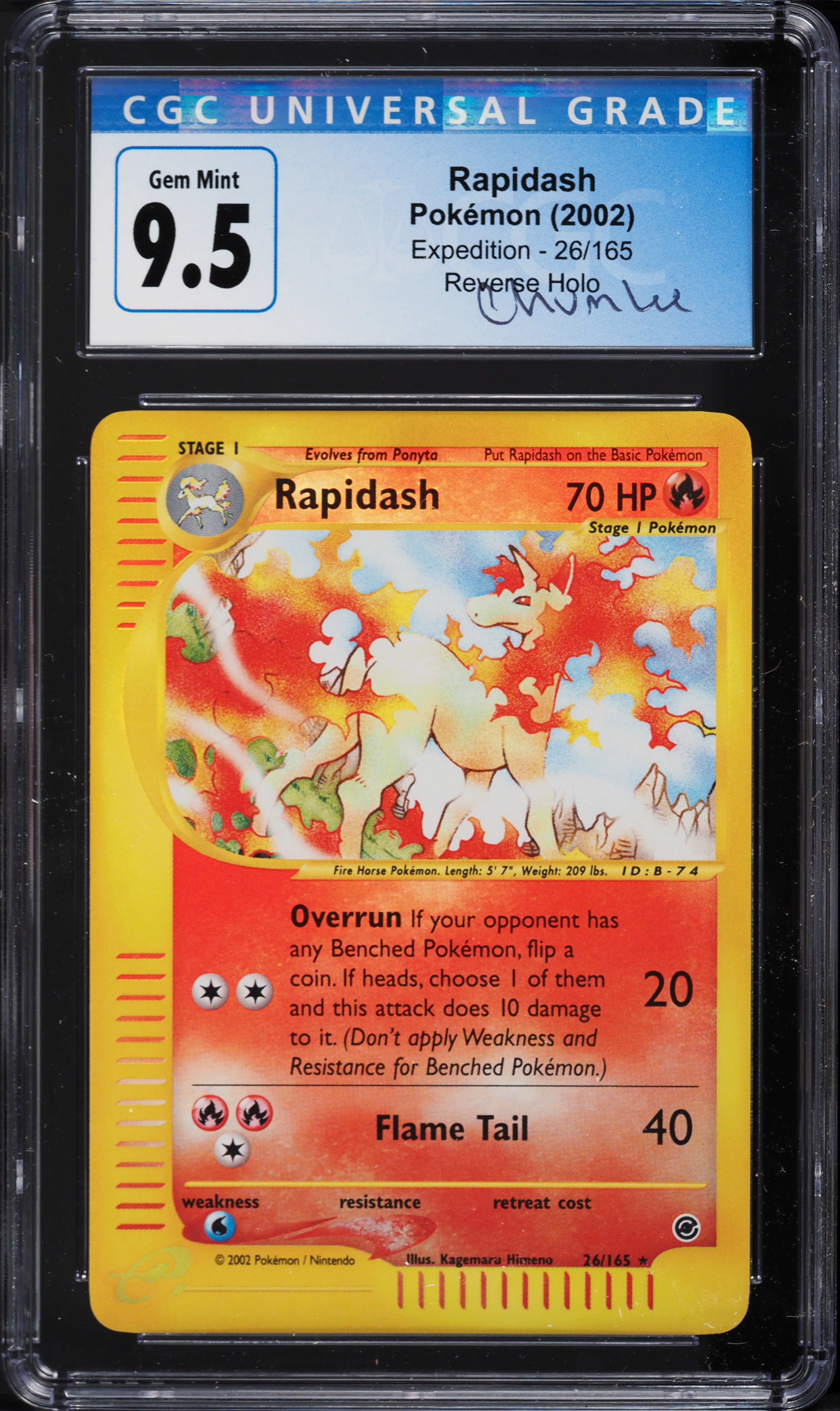 2002 Pokemon Expedition Reverse Holo Rapidash #26 CGC 9.5 GEM MINT