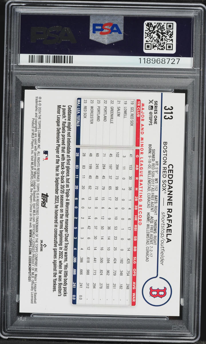2024 Topps True Photo Ceddanne Rafaela ROOKIE #313 PSA 10 GEM MINT