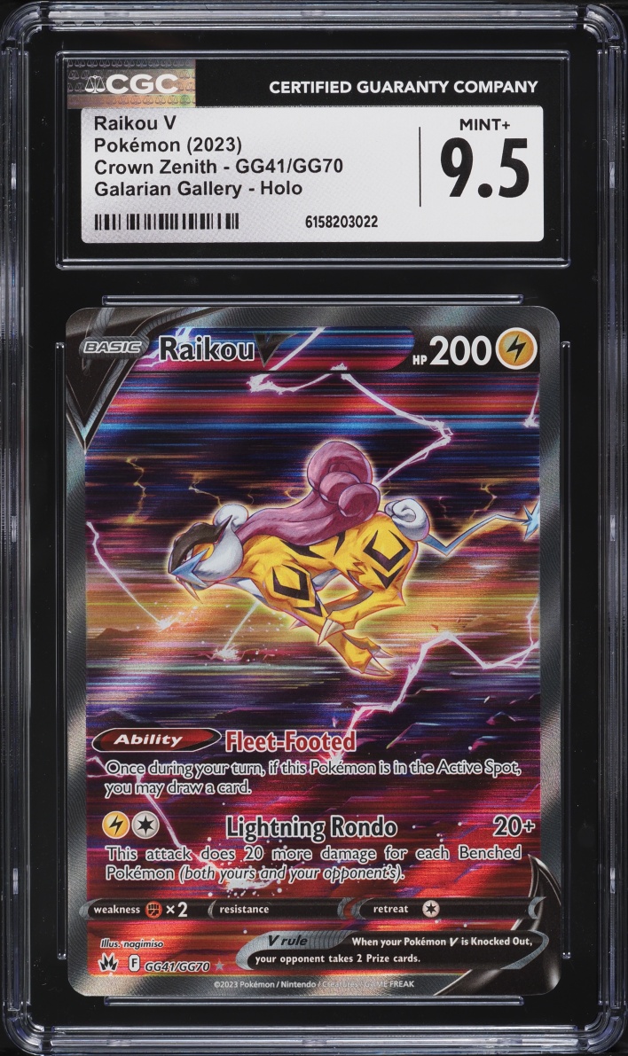 2023 Pokemon Sword & Shield Crown Zenith Alt Art Raikou V #GG41 CGC 9.5 MINT+