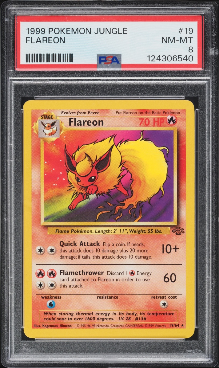 1999 Pokemon Jungle Flareon #19 PSA 8 NM-MT