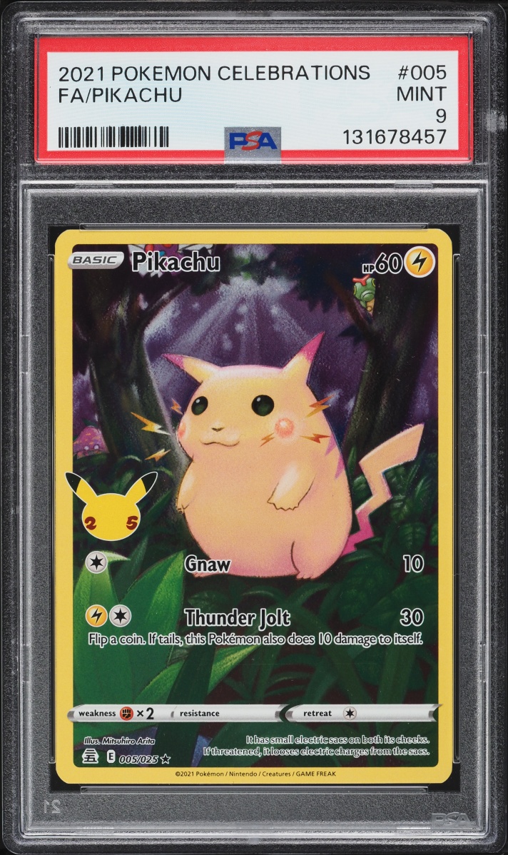 2021 Pokemon Sword & Shield Celebrations Full Art Pikachu #5 PSA 9 MINT