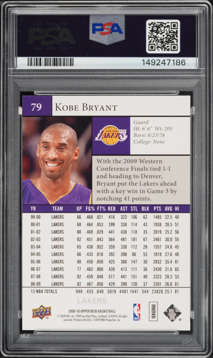 2009 Upper Deck Basketball Kobe Bryant #79 PSA 9 MINT