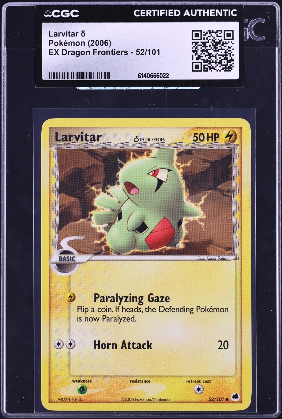 2006 Pokemon EX Dragon Frontiers Larvitar #52 CGC AUTH