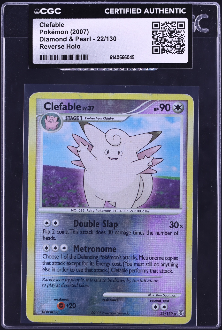 2007 Pokemon Diamond & Pearl Reverse Holo Clefable #22 CGC AUTH