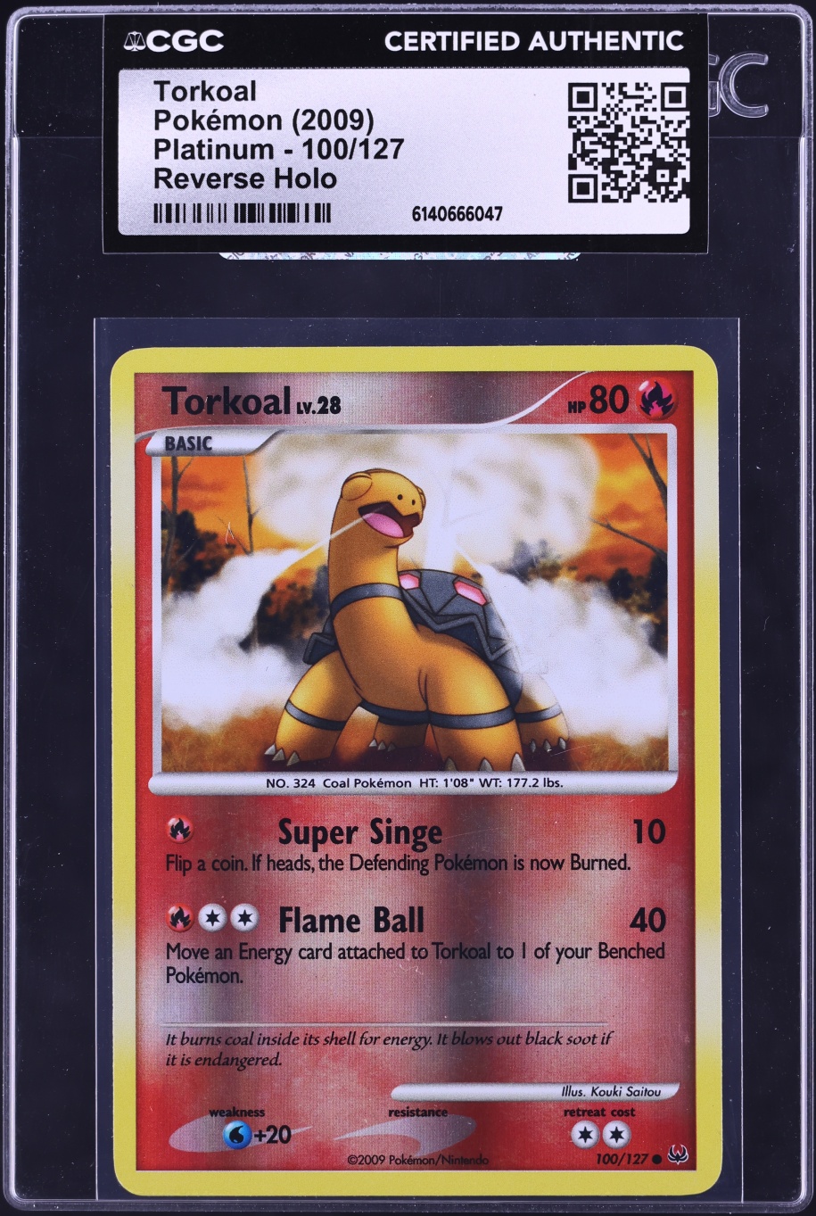 2009 Pokemon Platinum Reverse Holo Torkoal #100 CGC AUTH
