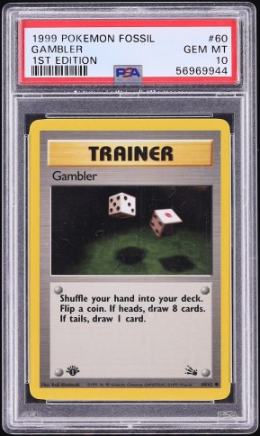 1999 Pokemon Fossil 1st Edition Gambler #60 PSA 10 GEM MINT