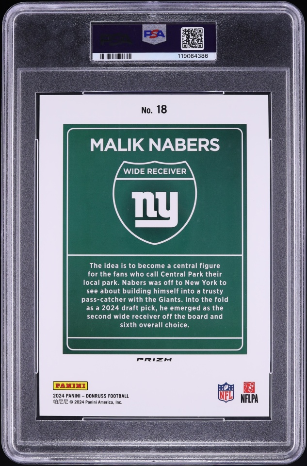 2024 Donruss Downtown! Oversize Malik Nabers ROOKIE #18 PSA 9 MINT
