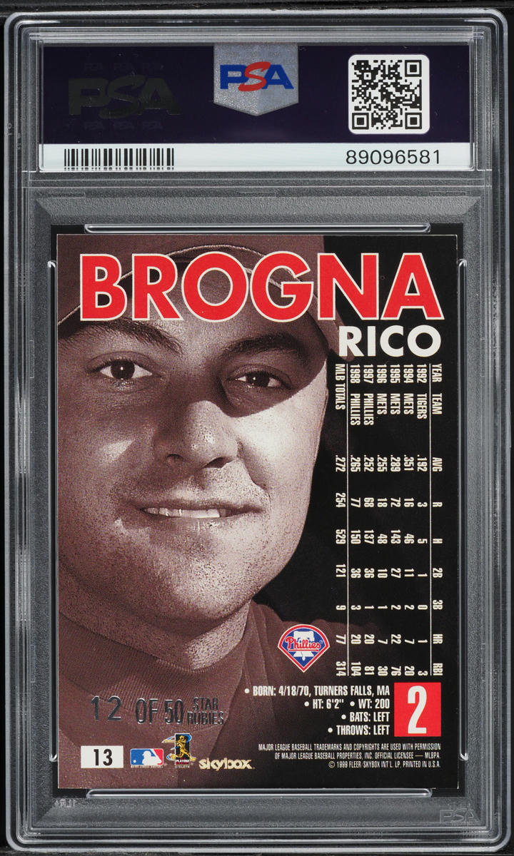 1999 Skybox Premium Star Rubies Rico Brogna /50 #13 PSA 7 NRMT