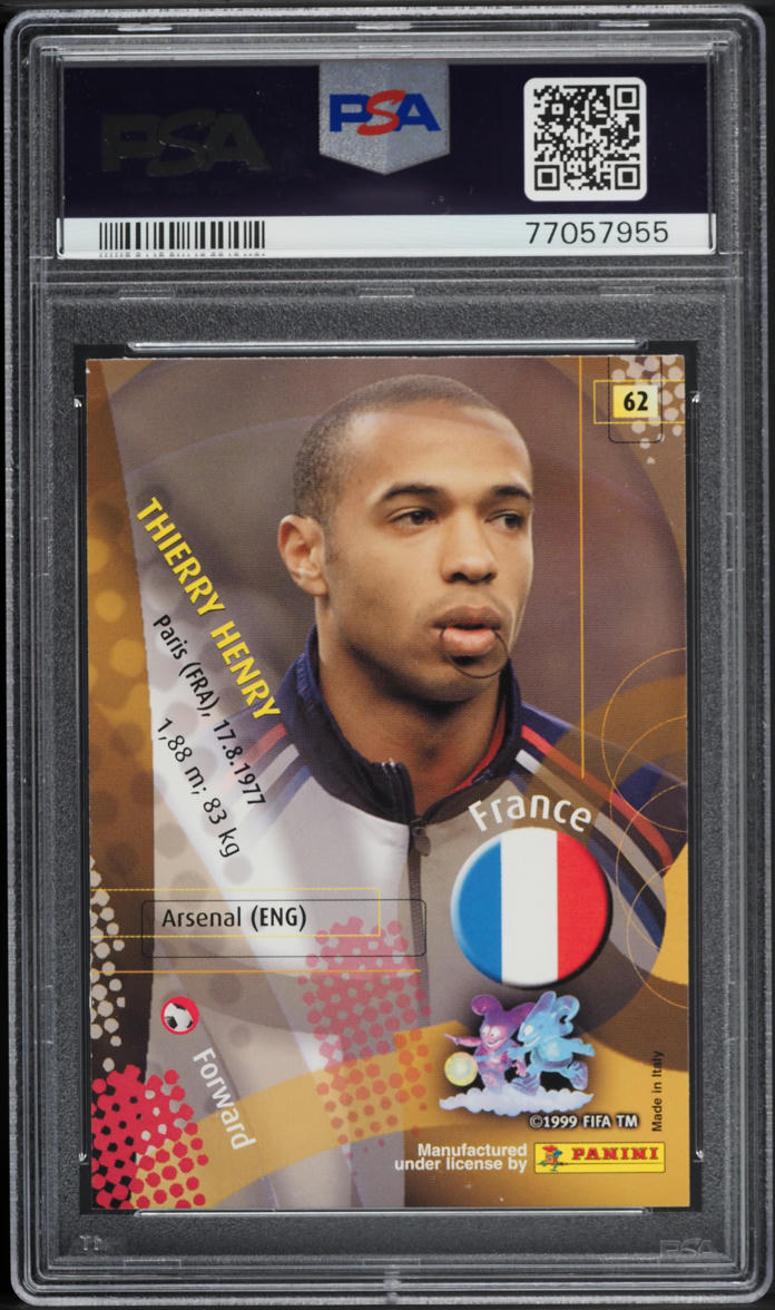 2002 Panini World Cup Korea Japan Thierry Henry #62 PSA 7 NRMT