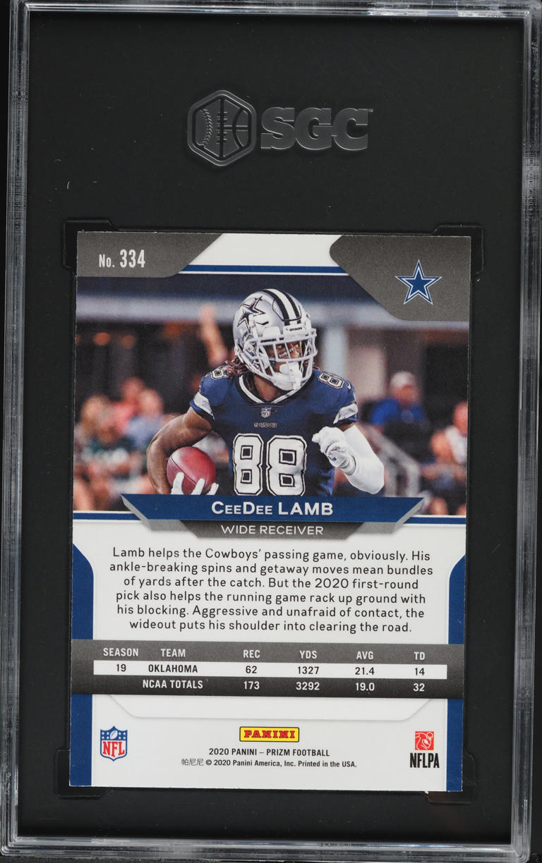 2020 Panini Prizm CeeDee Lamb ROOKIE #334 SGC 9.5 MINT+